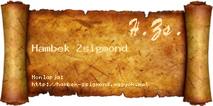 Hambek Zsigmond névjegykártya